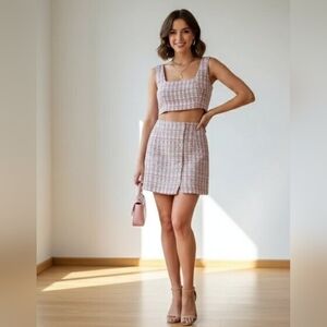 House Of Harlow 1960 Tweed Skirt Set Sz M NWT